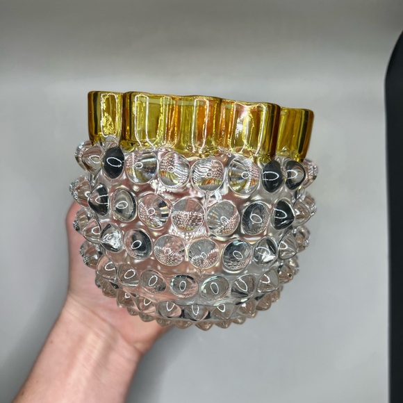 Hobbs Brockunier 323 Yellow Frances Dew Drop Hobnail Ware Yellow Edge| 2 Lots - Picture 9 of 14